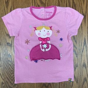 🌸☂️🌸Playful Pink Kids Shirt with Doll & Bunny Design
